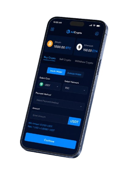 AdCrypto app on a phone